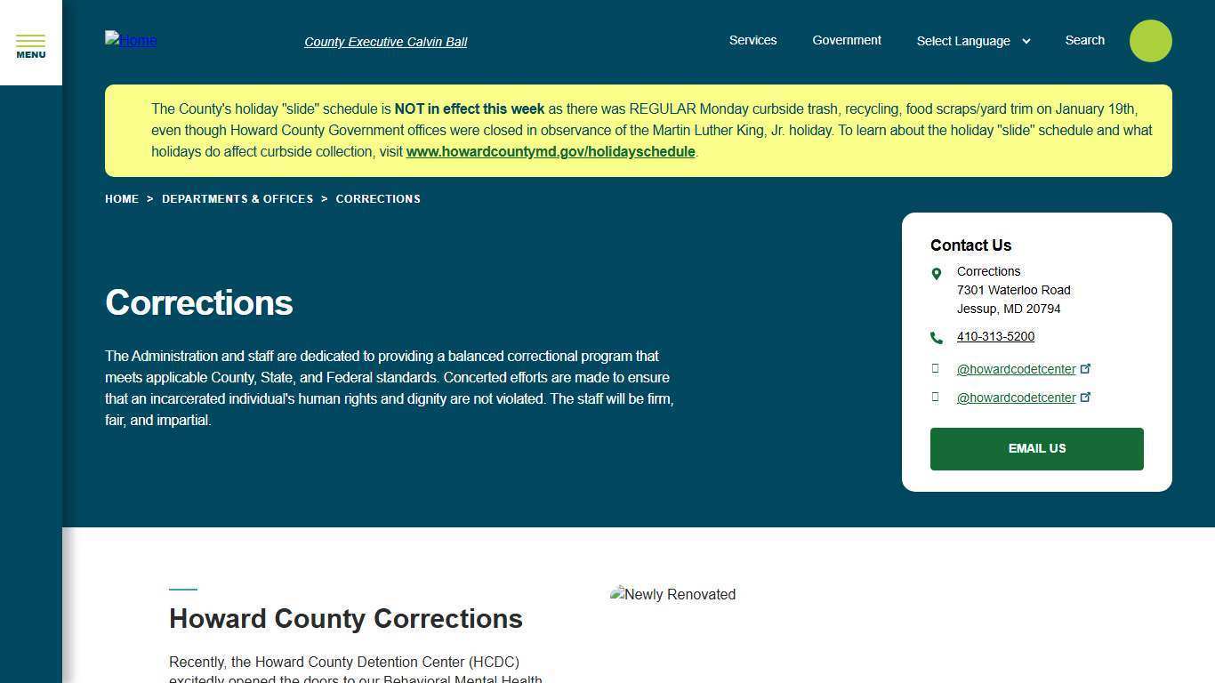 Corrections | Howard County