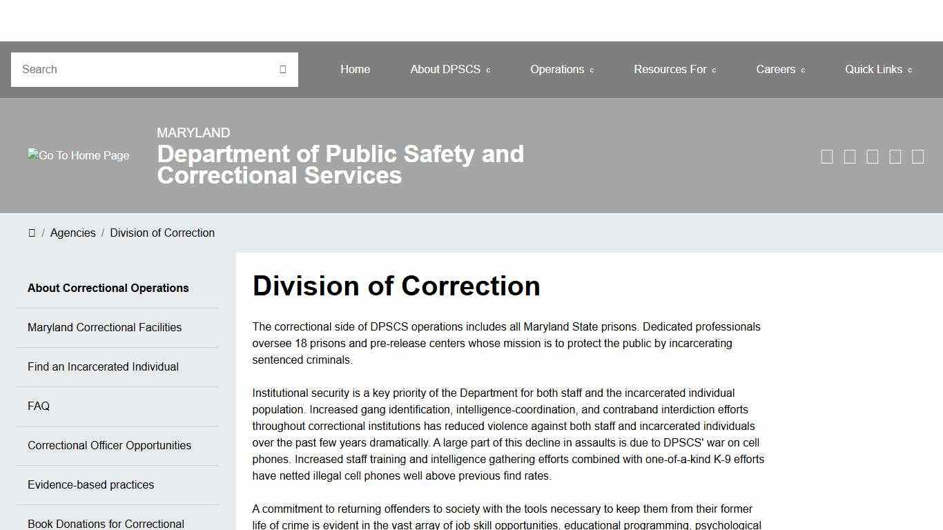 DPSCS - Division of Corrections