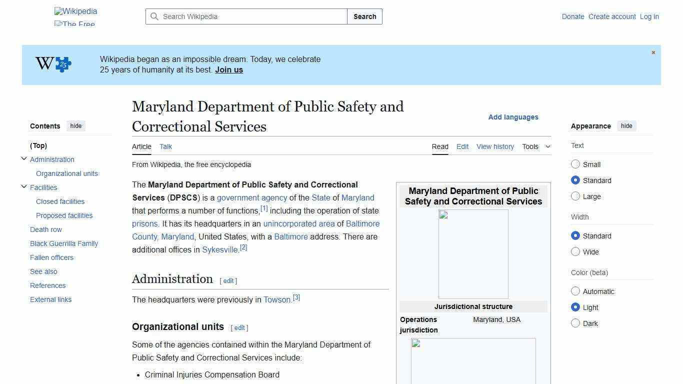 Maryland Department of Public Safety and Correctional Services - Wikipedia